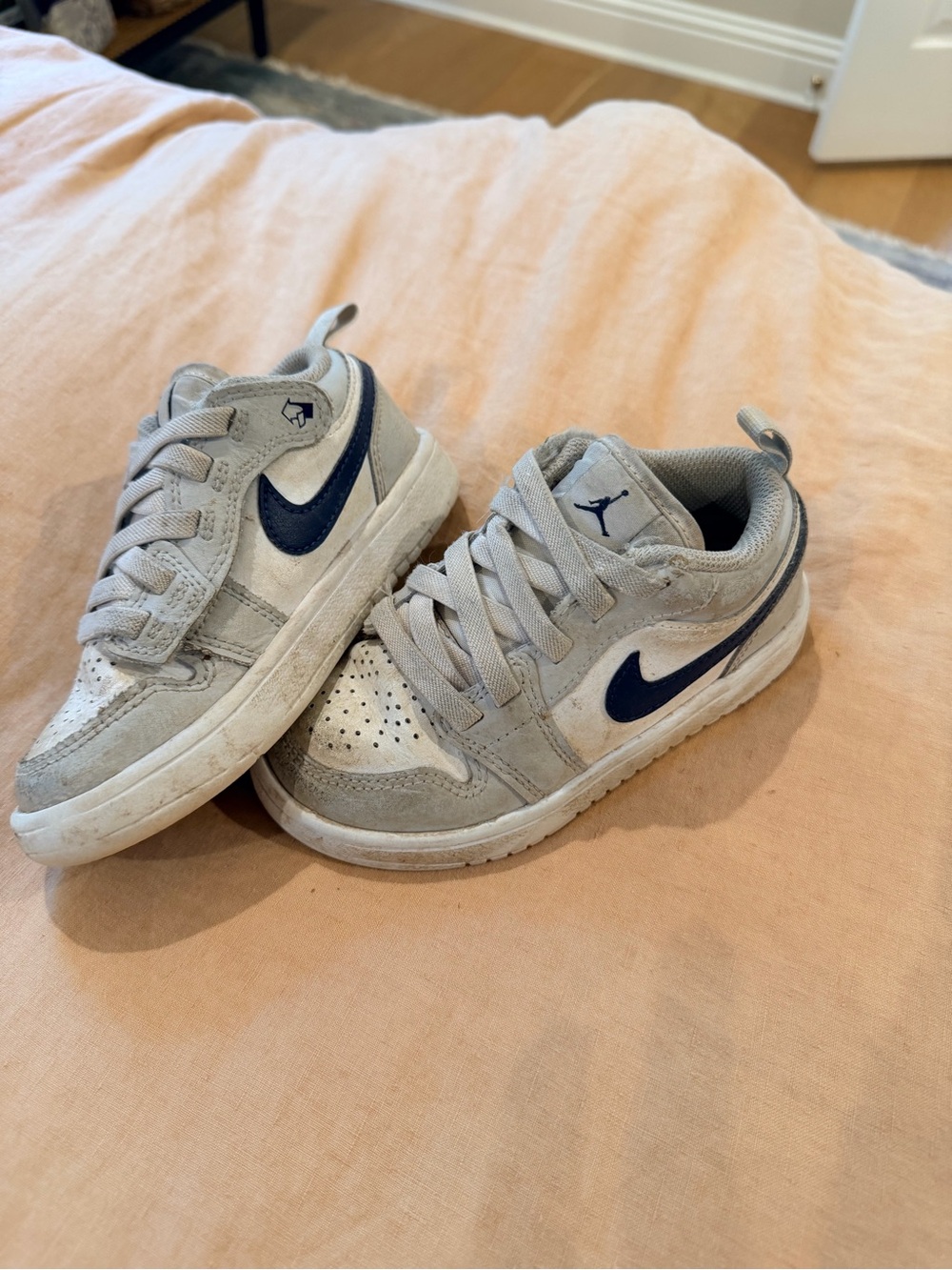 Nike Kids' Gray & Navy Low-Top Nike Jordans